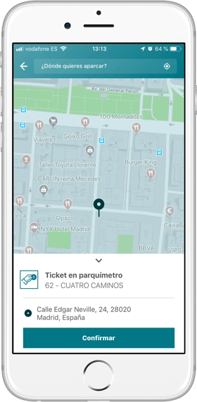 Confirma dónde has aparcado