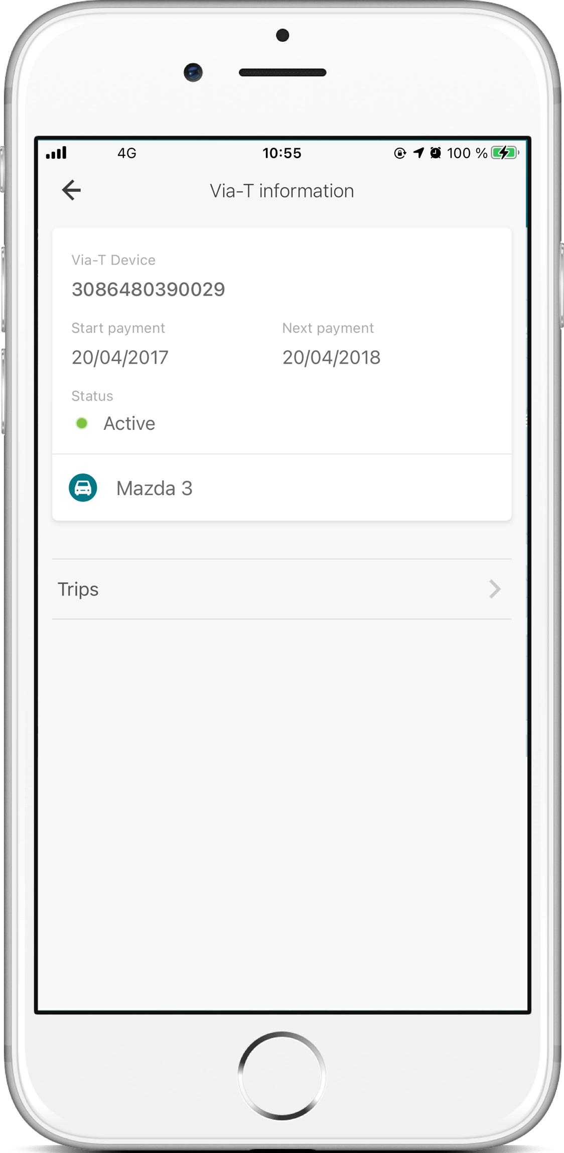 Control and management of your Via-T using the app